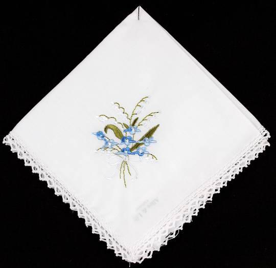 Embroidered Lace Handkerchief Floral Blue. Code: EHC-FLO/BLU